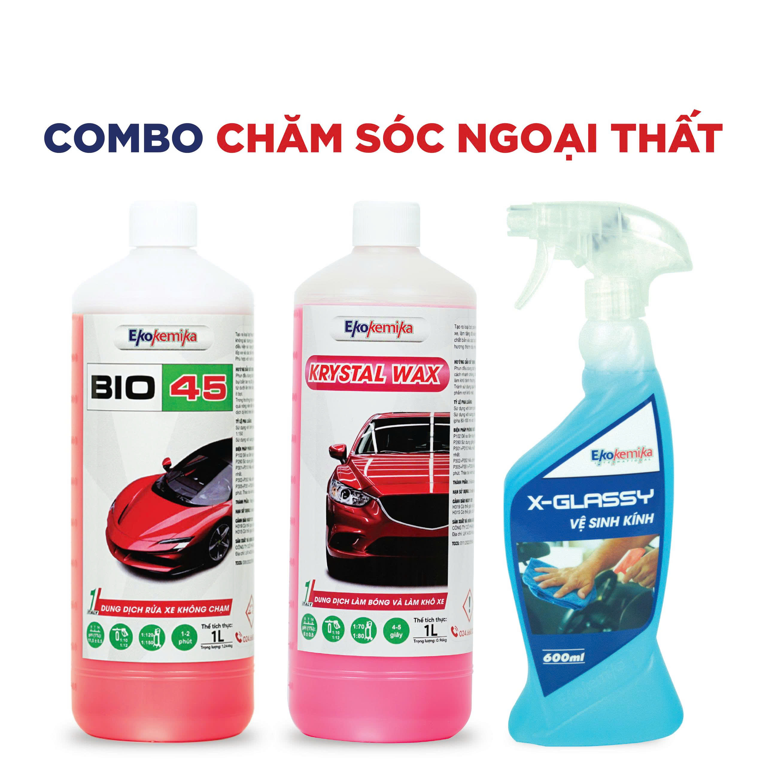 Combo chăm sóc ngoại thất Ekokemika – Rửa xe, wax bóng sơn, vệ sinh kính