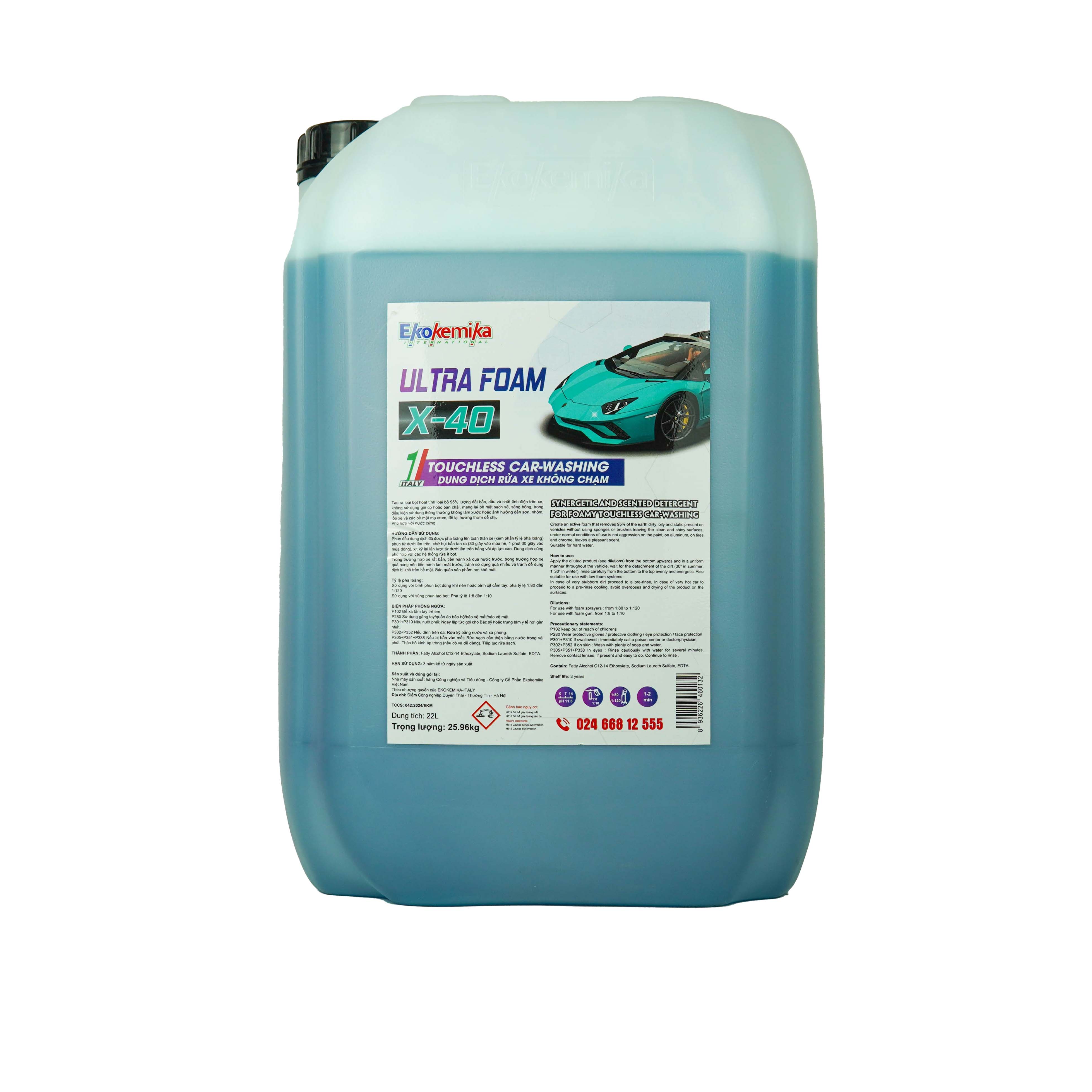 Dung dịch rửa xe không chạm siêu bọt hoạt tính thế hệ mới Ekokemika Ultra Foam X-40