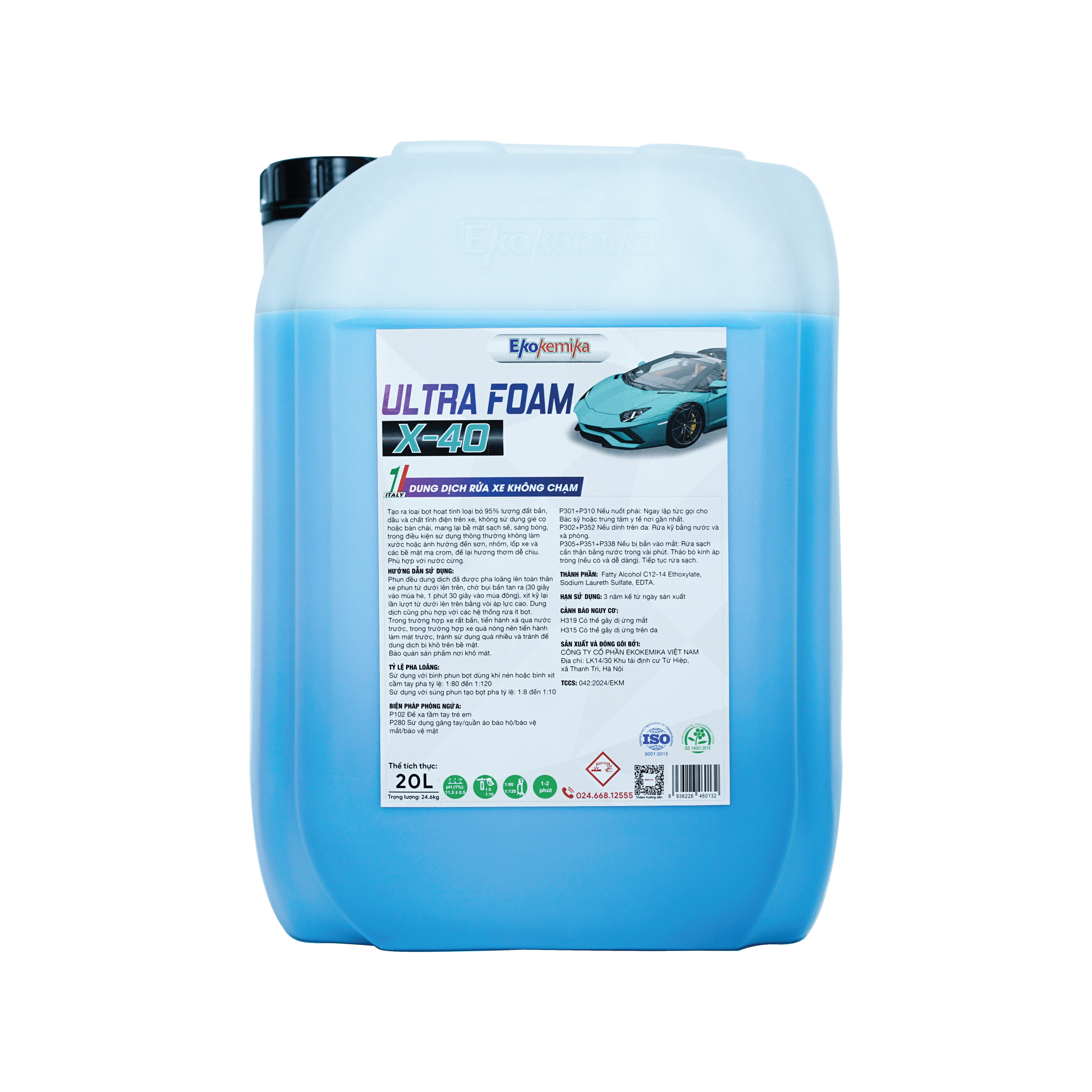 Dung dịch rửa xe không chạm siêu bọt hoạt tính thế hệ mới Ekokemika Ultra Foam X-40