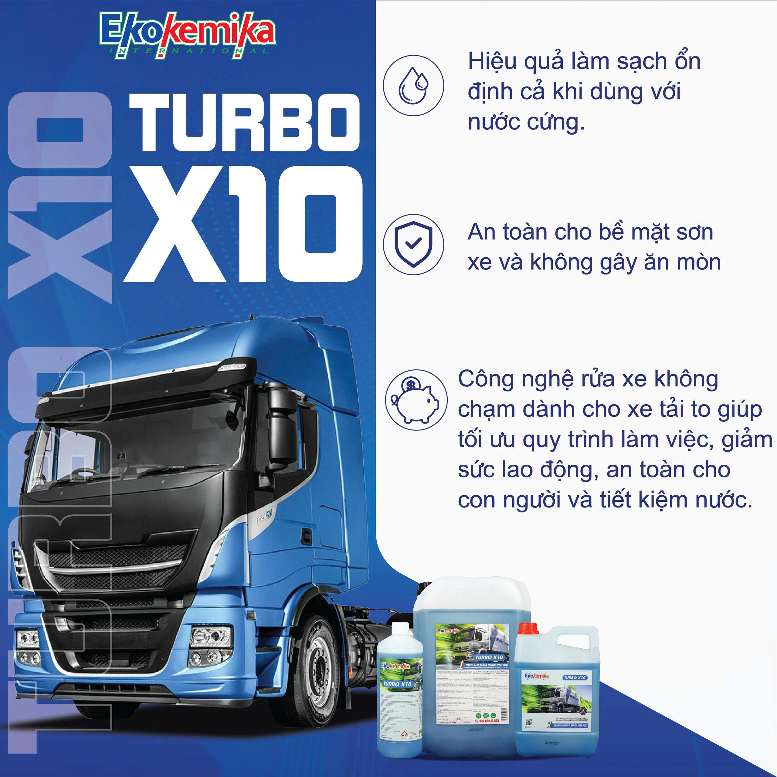 Dung dịch rửa xe không chạm cho xe tải và xe khách TURBO X10